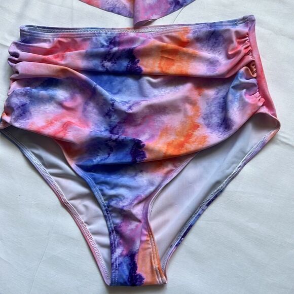 ⭐️FLARED Ruffle Tankini Top High Waisted Ruched Bottom Bikini Set⭐️ - Picture 3 of 6